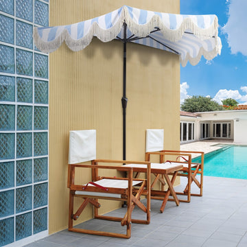 Beverly 9 ft. Designer Classic Scalloped Fringe Half Market Patio Umbrella